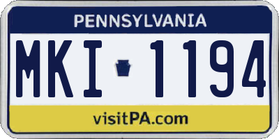 PA license plate MKI1194