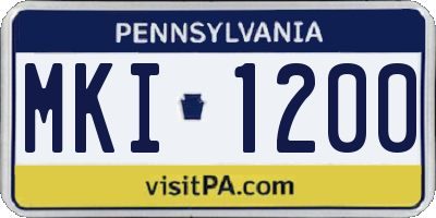 PA license plate MKI1200