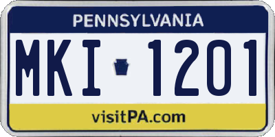 PA license plate MKI1201