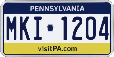 PA license plate MKI1204