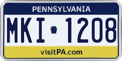 PA license plate MKI1208