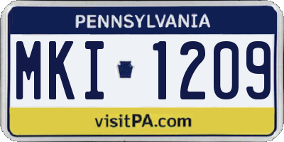 PA license plate MKI1209