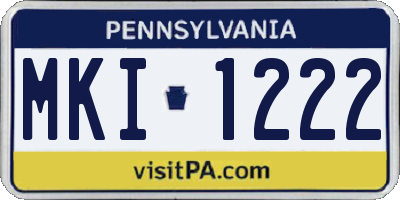 PA license plate MKI1222