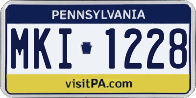 PA license plate MKI1228