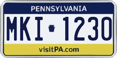 PA license plate MKI1230
