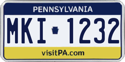 PA license plate MKI1232