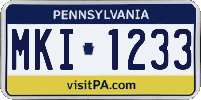 PA license plate MKI1233