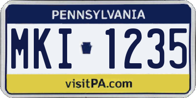 PA license plate MKI1235