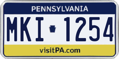 PA license plate MKI1254