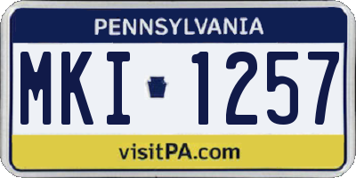 PA license plate MKI1257