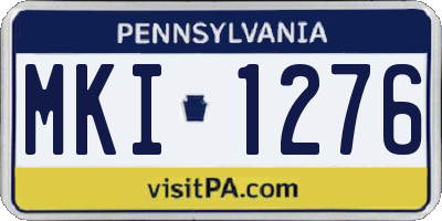 PA license plate MKI1276