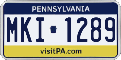 PA license plate MKI1289
