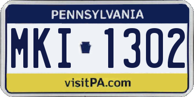 PA license plate MKI1302