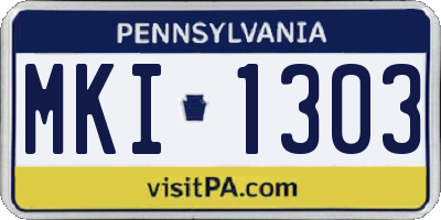 PA license plate MKI1303