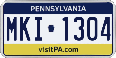PA license plate MKI1304