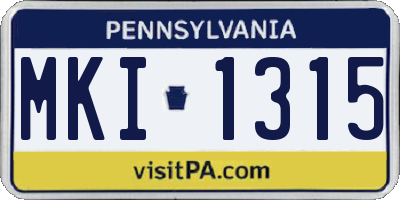 PA license plate MKI1315