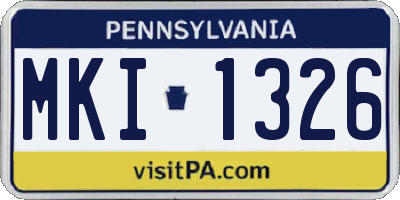 PA license plate MKI1326