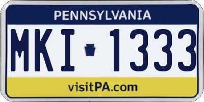 PA license plate MKI1333