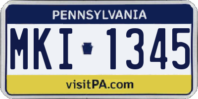 PA license plate MKI1345