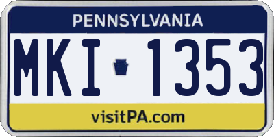 PA license plate MKI1353
