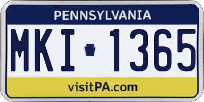 PA license plate MKI1365