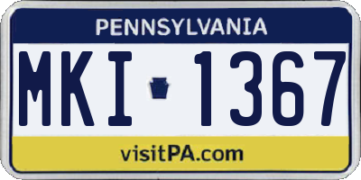 PA license plate MKI1367