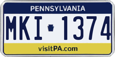 PA license plate MKI1374