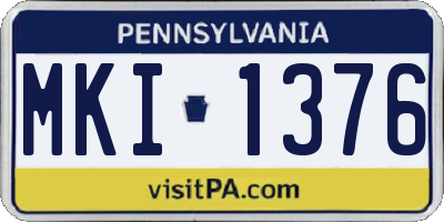 PA license plate MKI1376