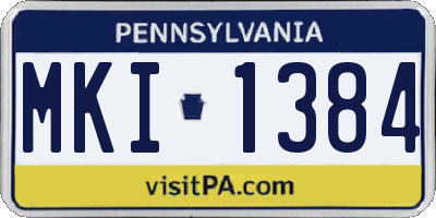 PA license plate MKI1384