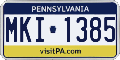 PA license plate MKI1385