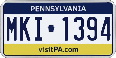 PA license plate MKI1394
