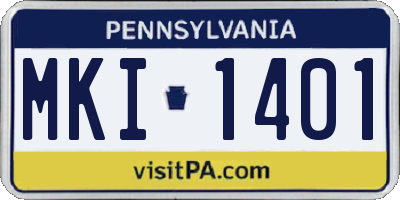 PA license plate MKI1401