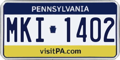 PA license plate MKI1402