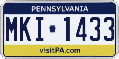 PA license plate MKI1433