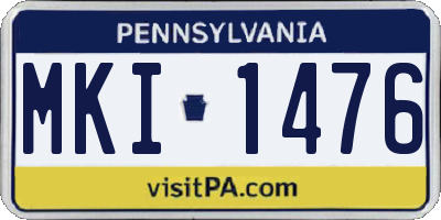 PA license plate MKI1476