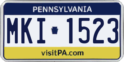 PA license plate MKI1523