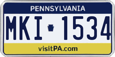 PA license plate MKI1534
