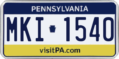 PA license plate MKI1540
