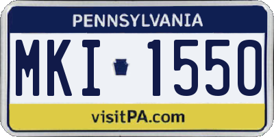PA license plate MKI1550