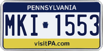 PA license plate MKI1553