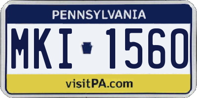 PA license plate MKI1560