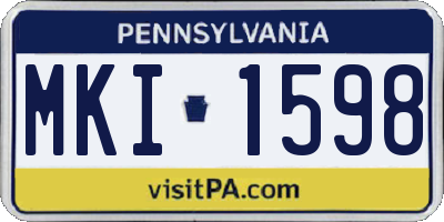 PA license plate MKI1598