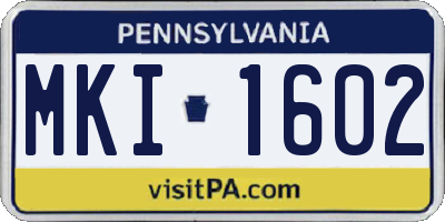 PA license plate MKI1602