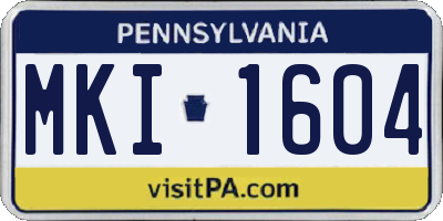 PA license plate MKI1604