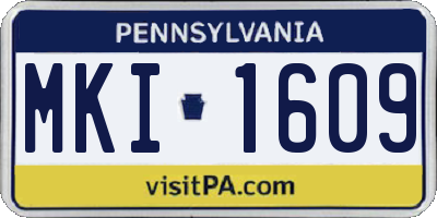 PA license plate MKI1609