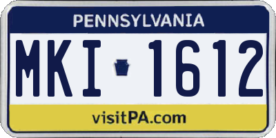 PA license plate MKI1612