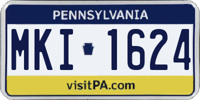 PA license plate MKI1624
