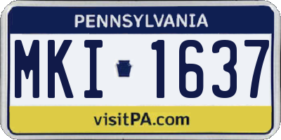 PA license plate MKI1637