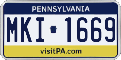 PA license plate MKI1669