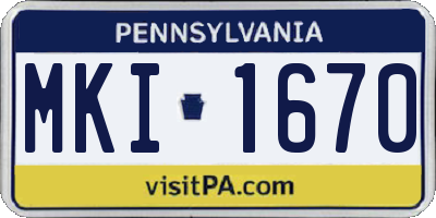 PA license plate MKI1670